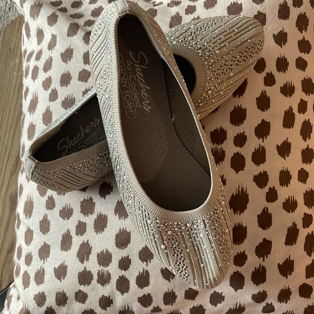 Skechers Cream Flats with Perforated Detailing